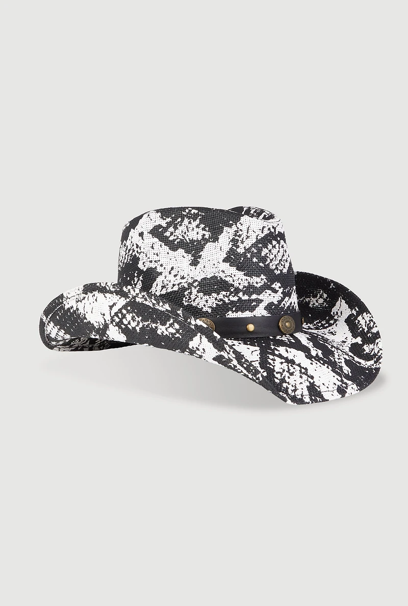 Womens Snakeskin Print Cowboy Hat, Multi