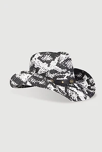 Womens Snakeskin Print Cowboy Hat, Multi