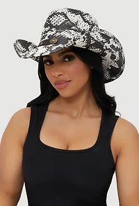 Womens Snakeskin Print Cowboy Hat, Multi