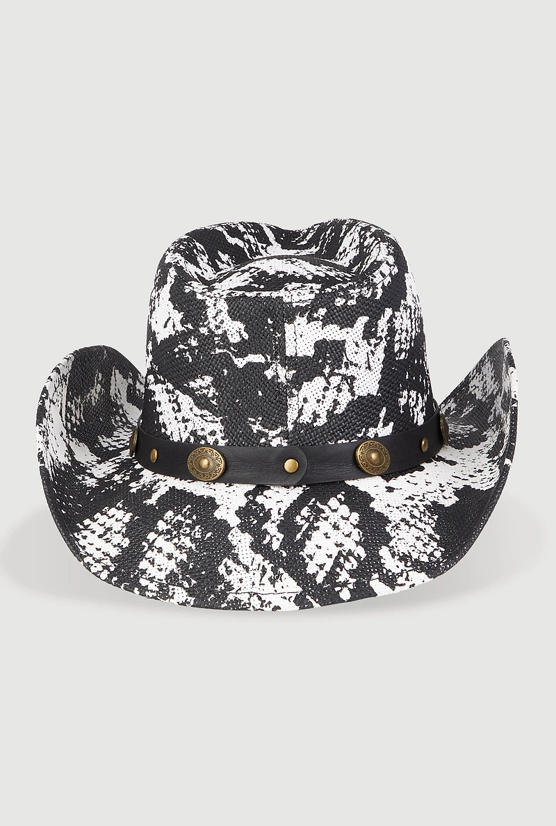 Womens Snakeskin Print Cowboy Hat, Multi