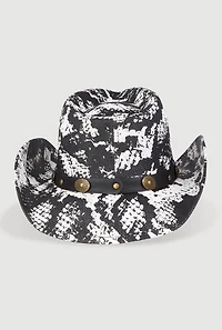 Womens Snakeskin Print Cowboy Hat, Multi