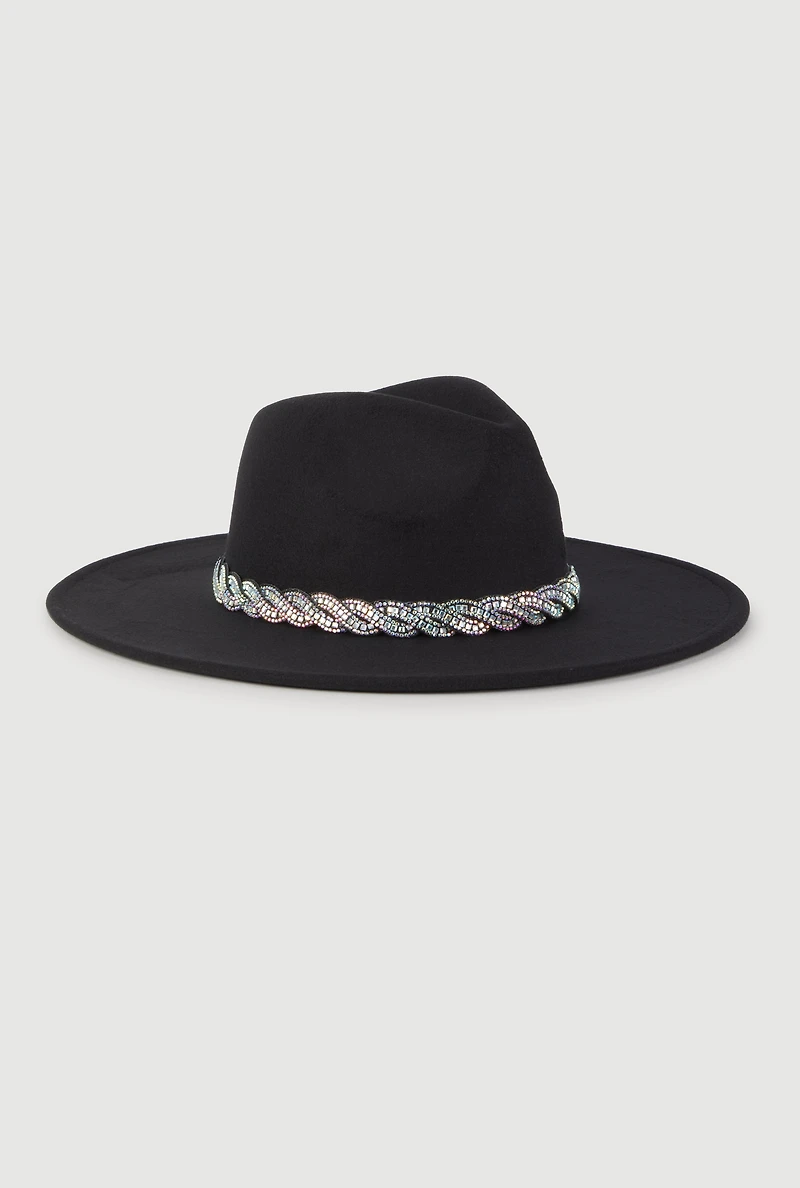 Rhinestone Detail Panama Hat