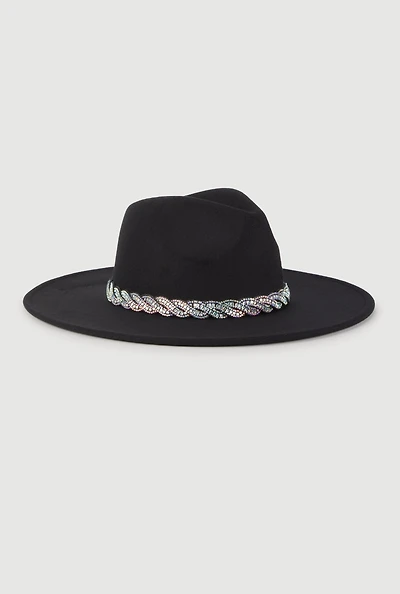 Rhinestone Detail Panama Hat