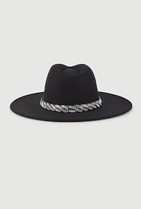 Rhinestone Detail Panama Hat