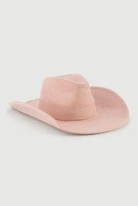 Faux Suede Rhinestone Brim Cowboy Hat