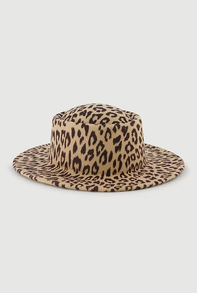 Womens Animal Print Felt Hat, Multi