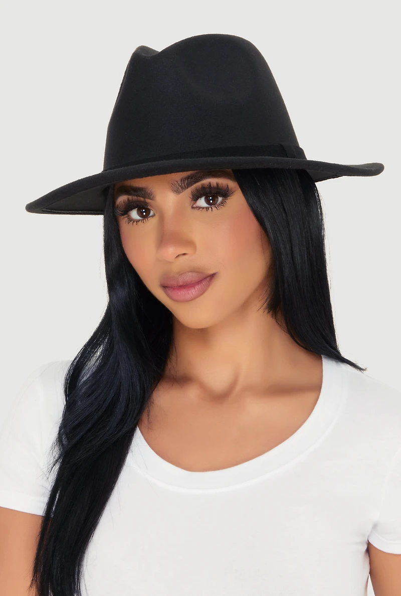 Womens Stylish Faux Suede Panama Hat,