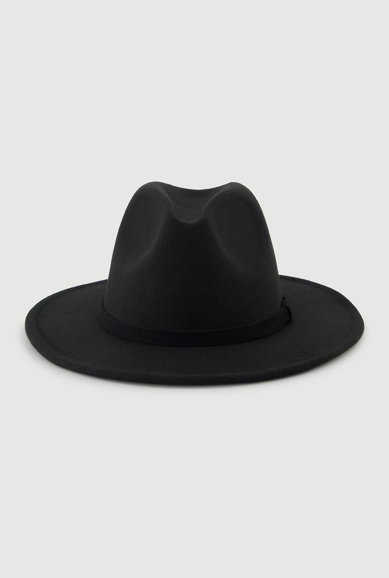 Womens Stylish Faux Suede Panama Hat, Black