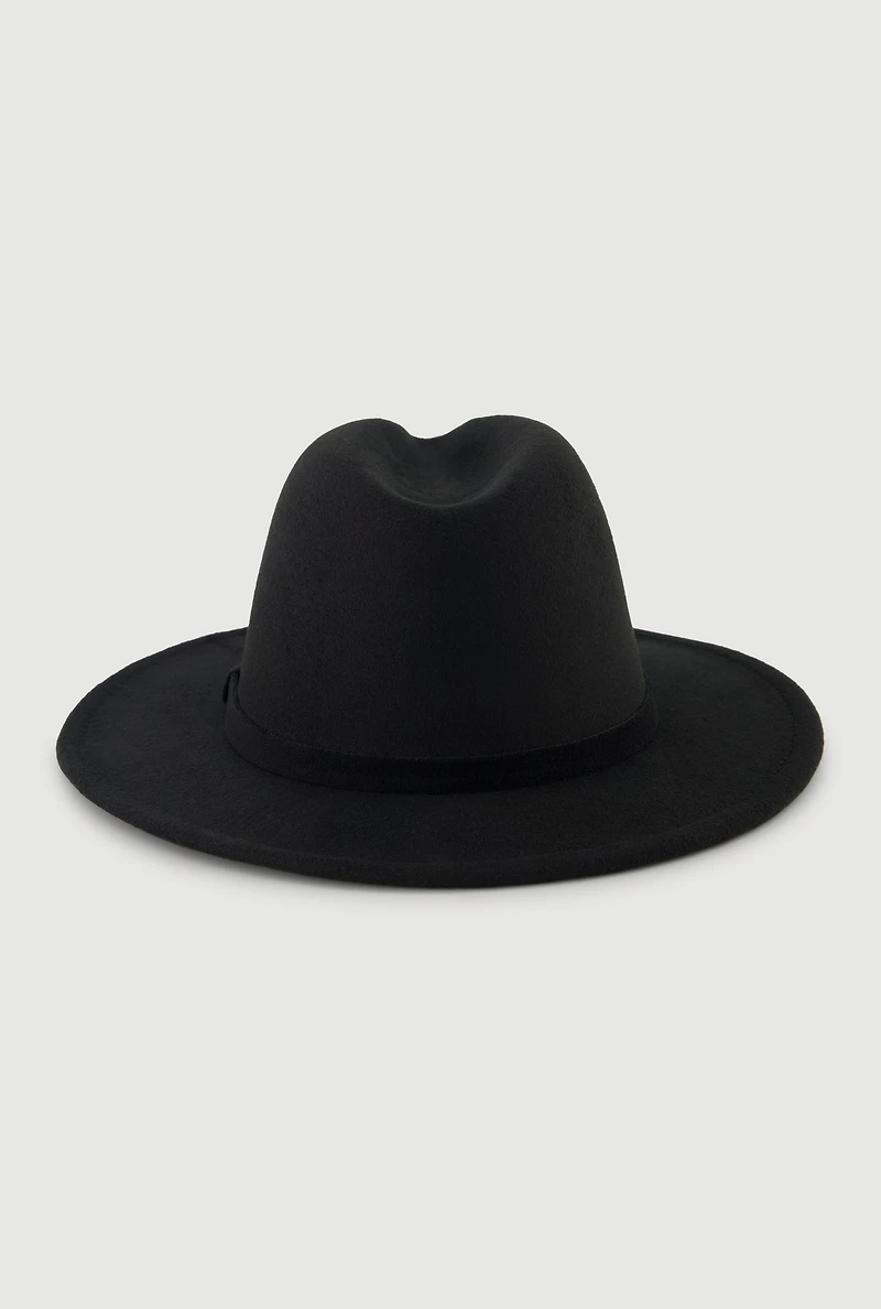 Womens Stylish Faux Suede Panama Hat, Black