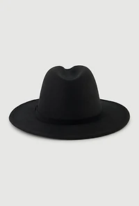 Womens Stylish Faux Suede Panama Hat, Black