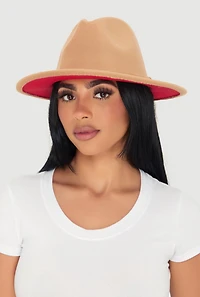 Womens Stylish Faux Suede Panama Hat, Beige