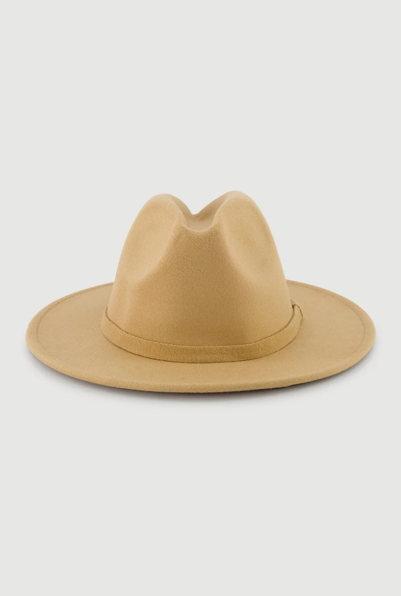 Womens Stylish Faux Suede Panama Hat, Beige