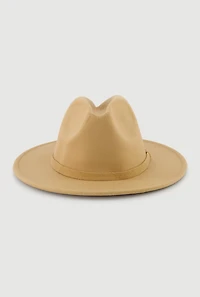Womens Stylish Faux Suede Panama Hat, Beige