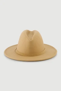 Womens Stylish Faux Suede Panama Hat, Beige