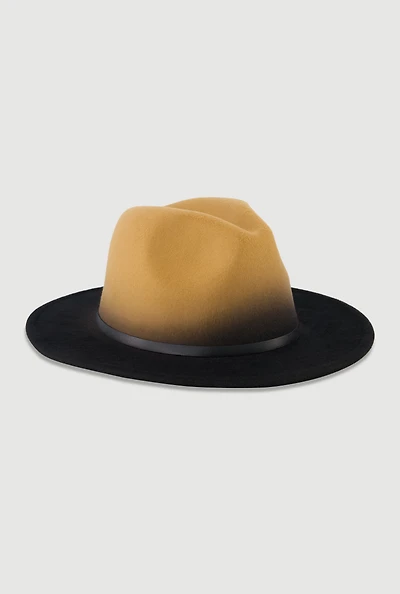 Womens Two Tone Belted Trim Panama Hat, Multi