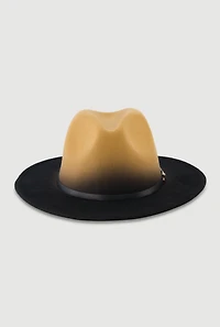Womens Two Tone Belted Trim Panama Hat, Multi