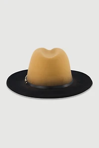 Womens Two Tone Belted Trim Panama Hat, Multi