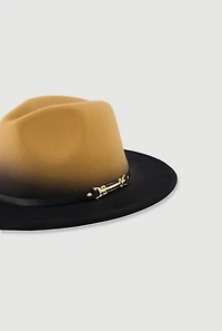 Womens Two Tone Belted Trim Panama Hat, Multi