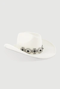 Faux Suede Metallic Cross Cowboy Hat
