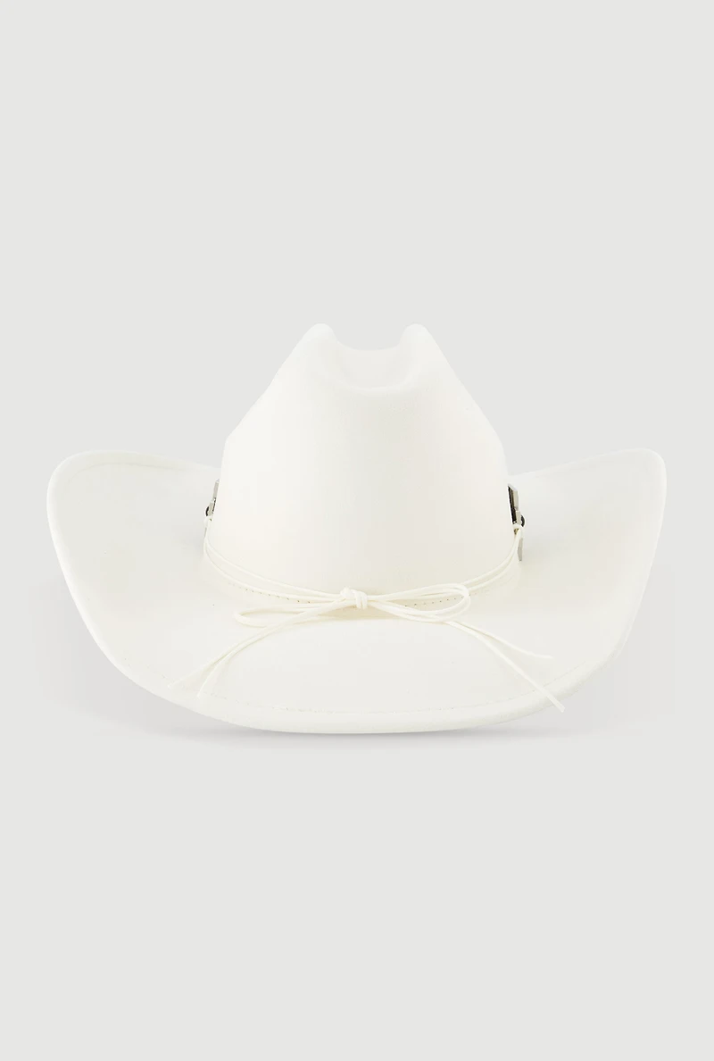 Faux Suede Metallic Cross Cowboy Hat