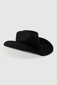 Faux Suede Floral Embroidered Cowboy Hat