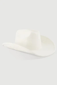 Faux Suede Floral Embroidered Cowboy Hat