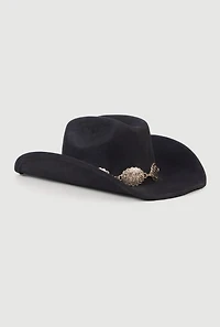 Concho Chain Faux Suede Cowboy Hat