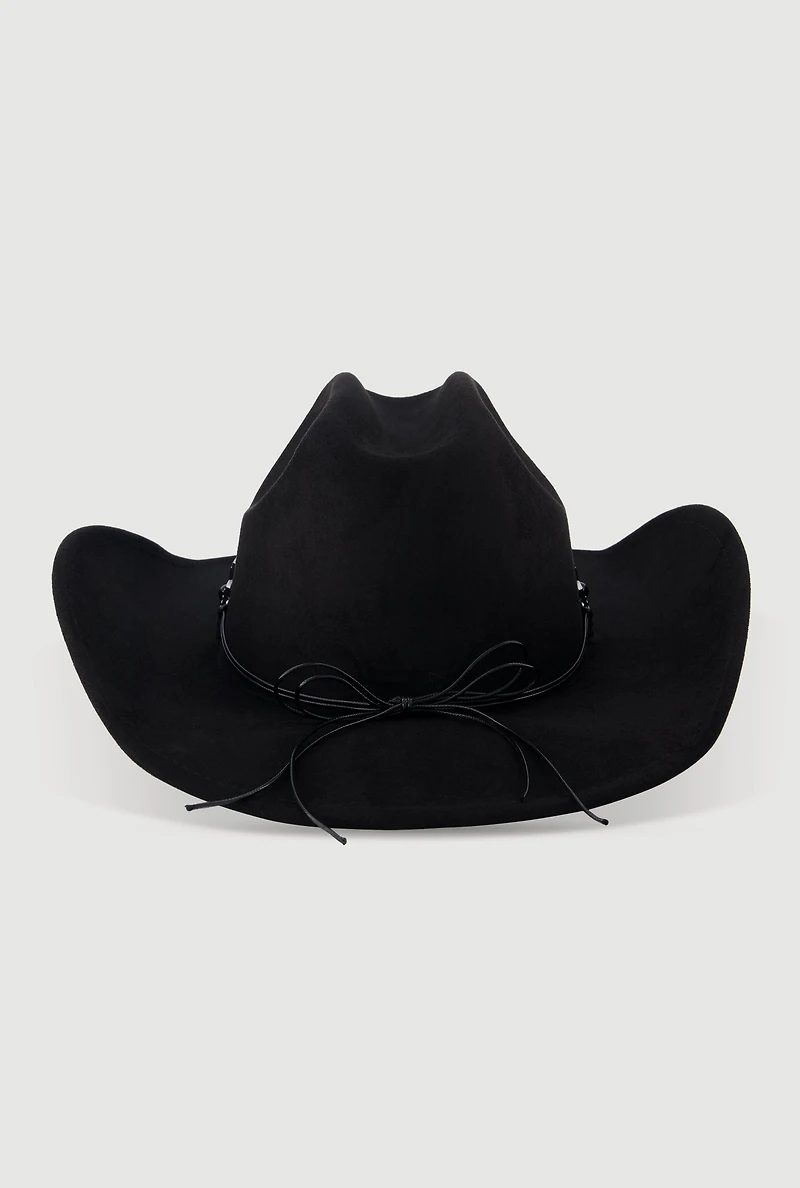 Chic Faux Suede Metallic Cross Cowboy Hat