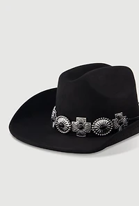 Chic Faux Suede Metallic Cross Cowboy Hat