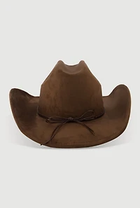 Faux Suede Boho Belted Cowboy Hat