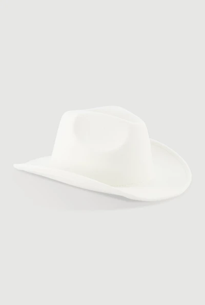Womens Brushed Felt Cowboy Hat, White