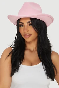 Womens Brushed Felt Cowboy Hat, Pink