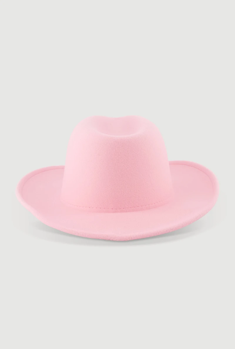 Womens Brushed Felt Cowboy Hat, Pink