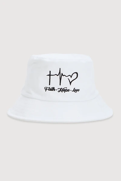 Faith Hope Love Embroidered Bucket Hat