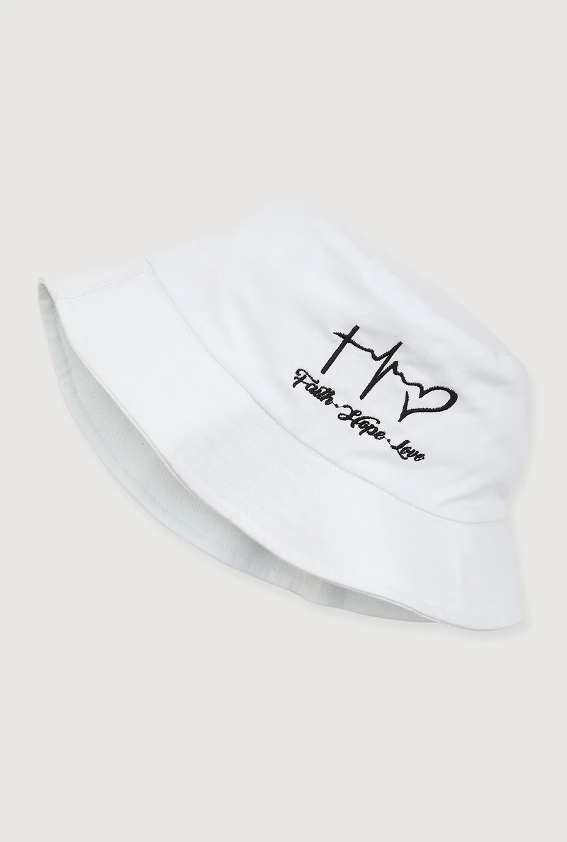 Faith Hope Love Embroidered Bucket Hat