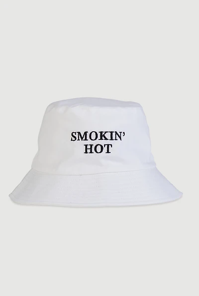 Womens Smokin Hot Bucket Hat, White
