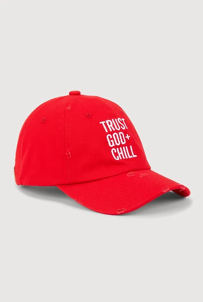 Womens Trust God and Chill Baseball Cap, Red