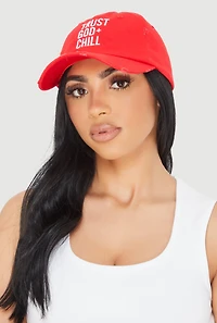 Womens Trust God and Chill Baseball Cap, Red