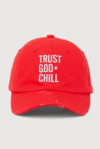 Womens Trust God and Chill Baseball Cap, Red