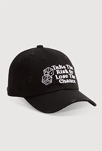 Womens Take The Risk Graphic Baseball Hat, Black