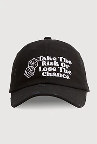 Womens Take The Risk Graphic Baseball Hat, Black