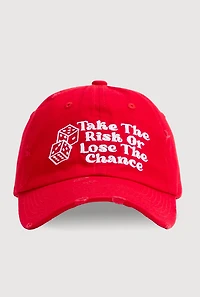 Womens Take The Risk Graphic Baseball Hat, Red