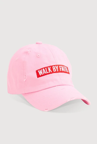 Womens Walk By Faith Graphic Baseball Hat, Pink