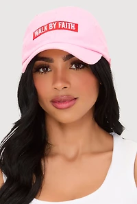 Womens Walk By Faith Graphic Baseball Hat, Pink