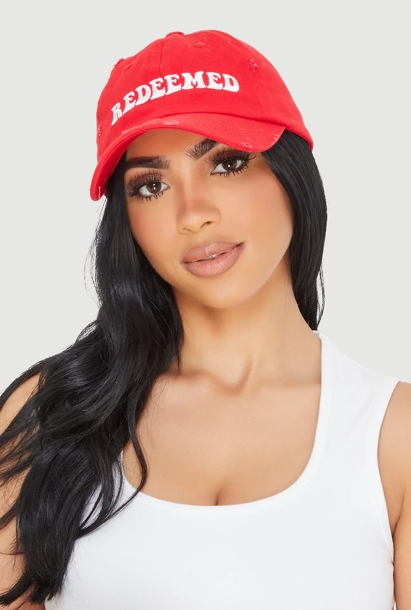 Womens Redeemed Baseball Cap, Red