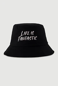 Life Is Fantastic Embroidered Reversible Bucket Hat