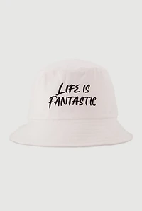 Life Is Fantastic Embroidered Reversible Bucket Hat