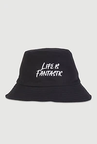 Womens Life Is Fantastic Bucket Hat, Black