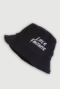 Womens Life Is Fantastic Bucket Hat, Black
