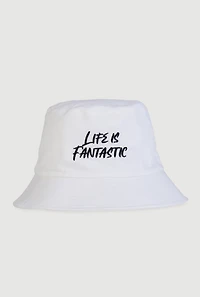 Womens Life Is Fantastic Bucket Hat, White